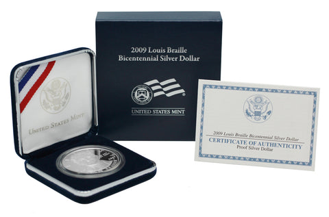 2009 Louis Braille Silver Dollar Commemorative Coins